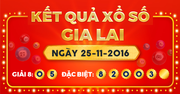 Kết quả xổ số Gia Lai ngày 25/11/2016