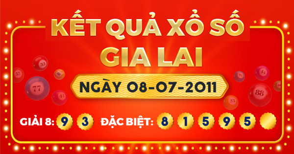 Kết quả xổ số Gia Lai ngày 8/7/2011